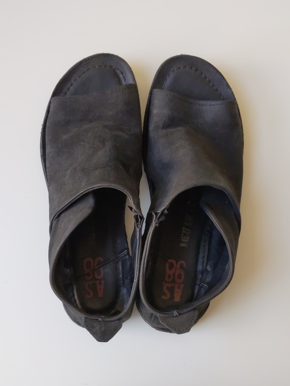 A.S.98 Reiley Suede Sandal Black Women's EU 39